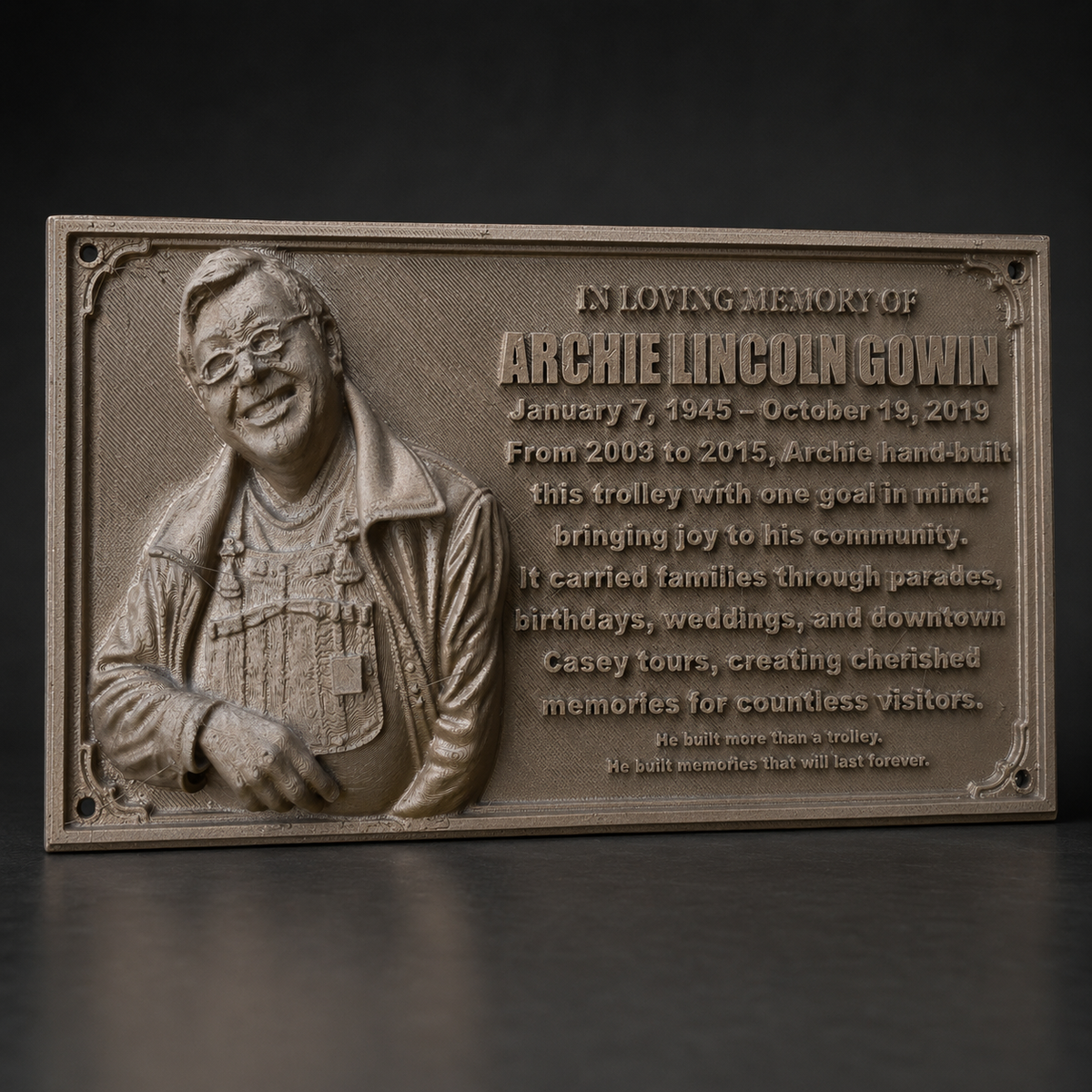 THE ARCHIE GOWIN LEGACY PLAQUE