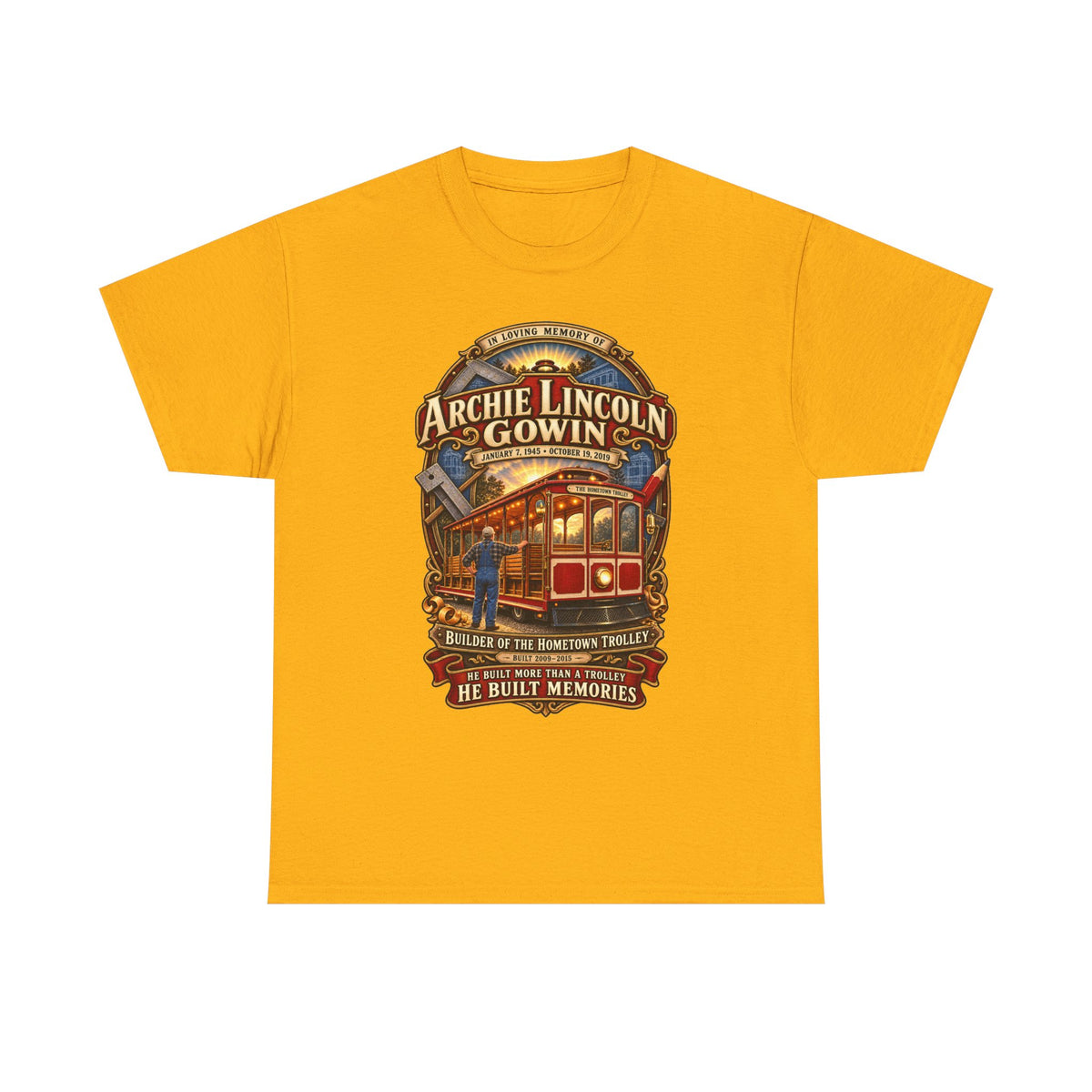 Vintage Trolley Memorial Tee - "Archie Lincoln Gowin" Legacy Shirt
