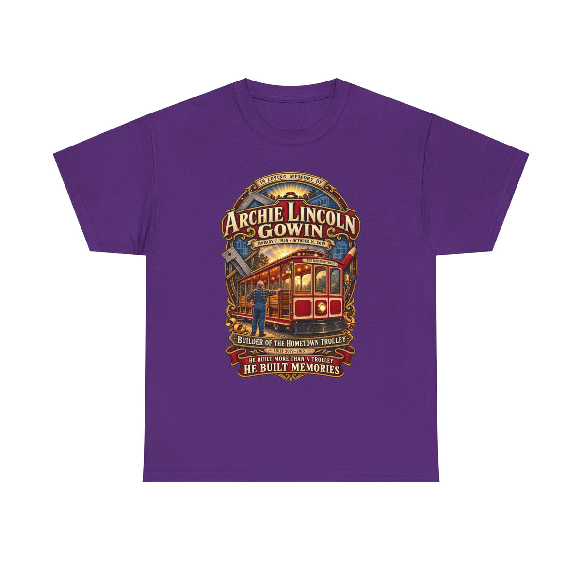 Vintage Trolley Memorial Tee - "Archie Lincoln Gowin" Legacy Shirt