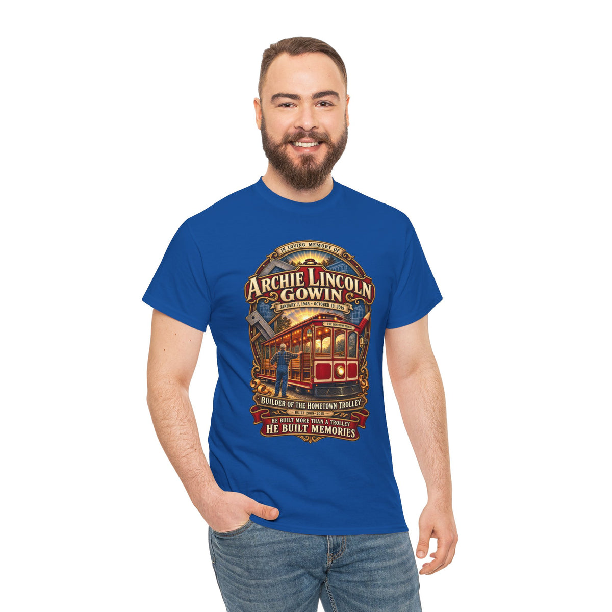 Vintage Trolley Memorial Tee - "Archie Lincoln Gowin" Legacy Shirt