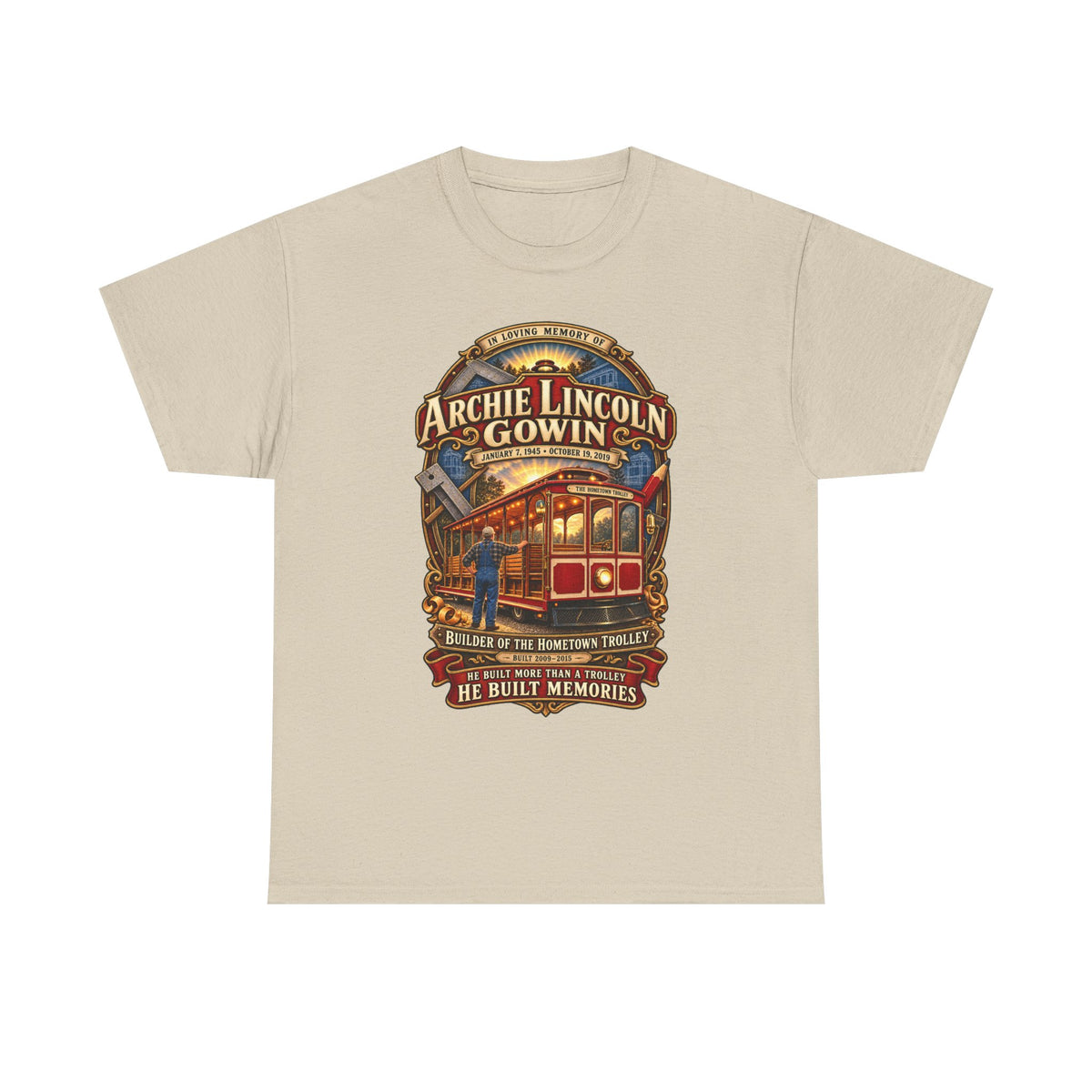 Vintage Trolley Memorial Tee - "Archie Lincoln Gowin" Legacy Shirt