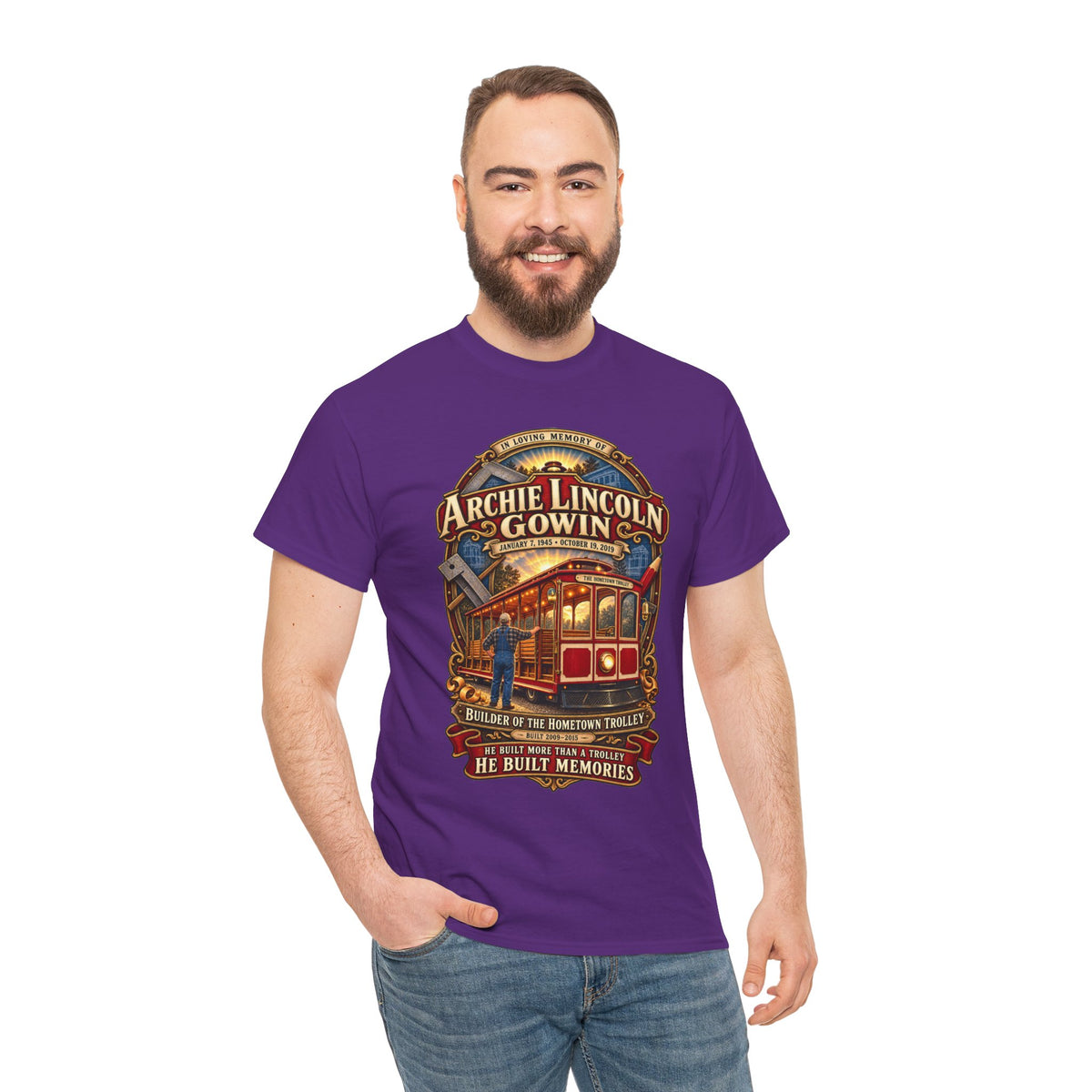 Vintage Trolley Memorial Tee - "Archie Lincoln Gowin" Legacy Shirt