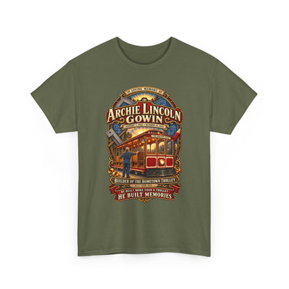 Vintage Trolley Memorial Tee - "Archie Lincoln Gowin" Legacy Shirt