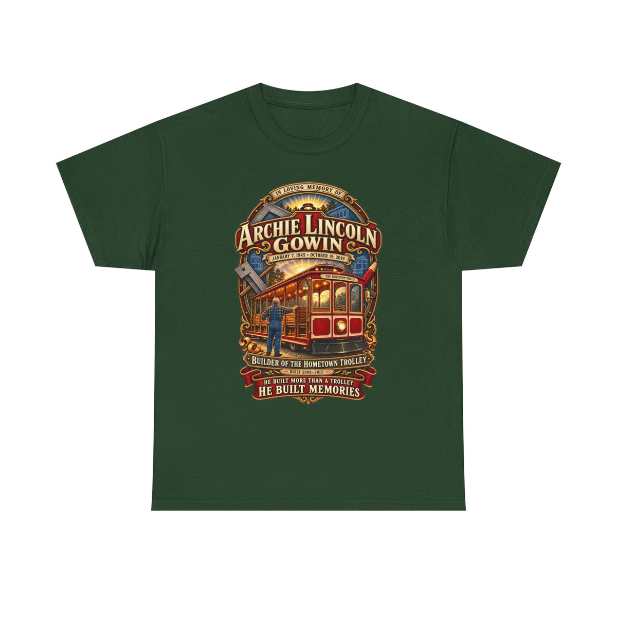 Vintage Trolley Memorial Tee - "Archie Lincoln Gowin" Legacy Shirt