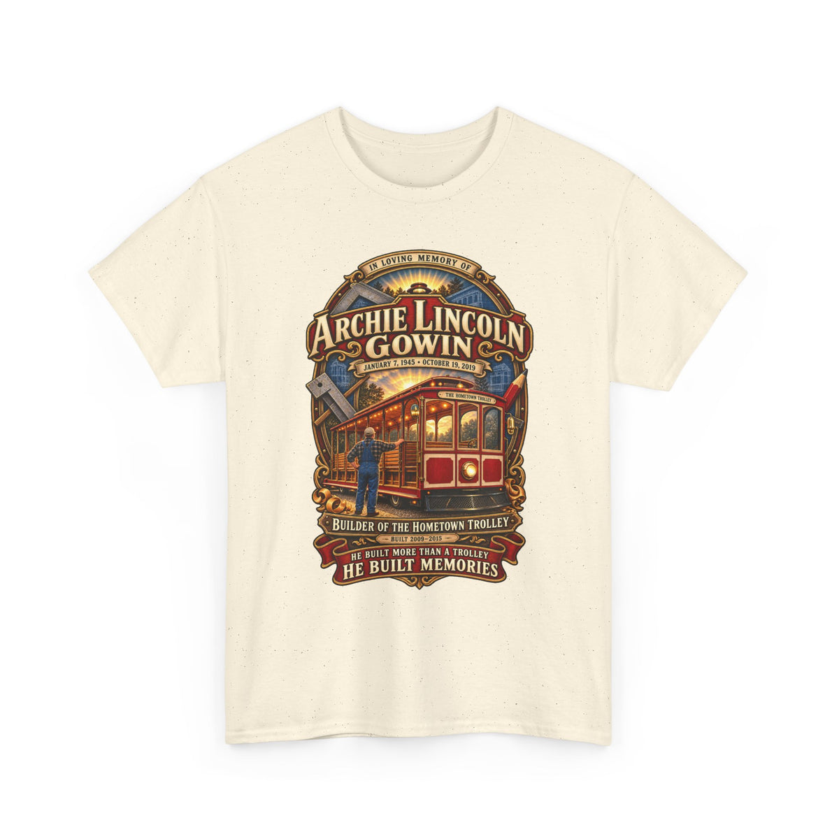 Vintage Trolley Memorial Tee - "Archie Lincoln Gowin" Legacy Shirt