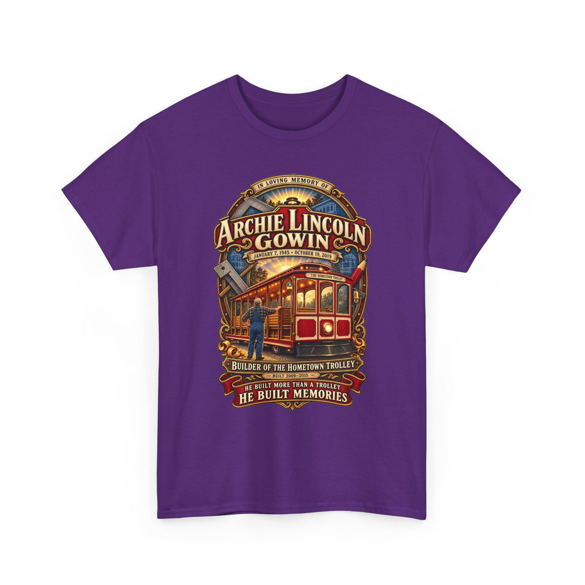 Vintage Trolley Memorial Tee - "Archie Lincoln Gowin" Legacy Shirt