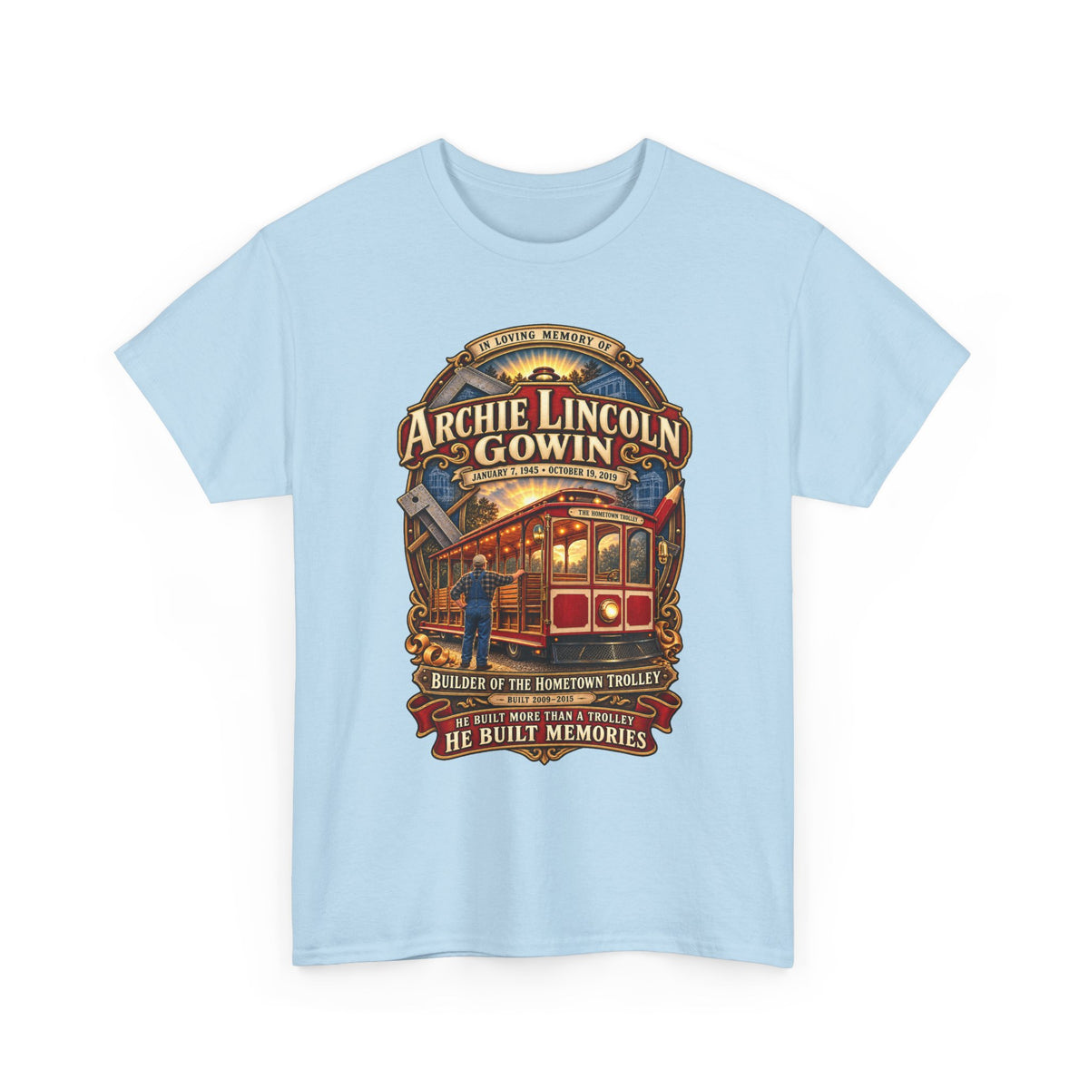 Vintage Trolley Memorial Tee - "Archie Lincoln Gowin" Legacy Shirt