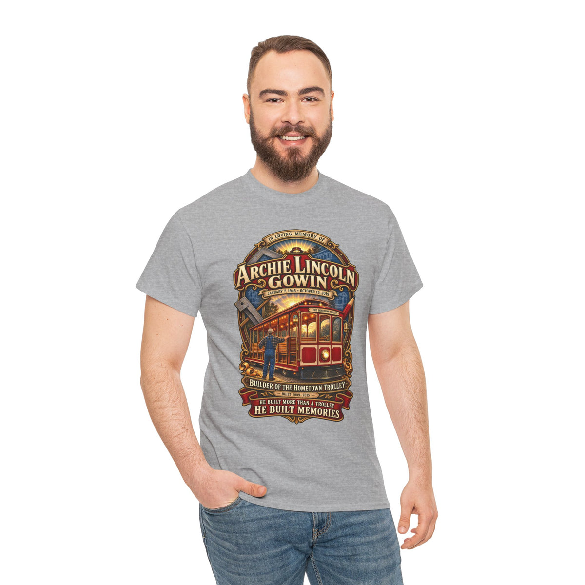 Vintage Trolley Memorial Tee - "Archie Lincoln Gowin" Legacy Shirt