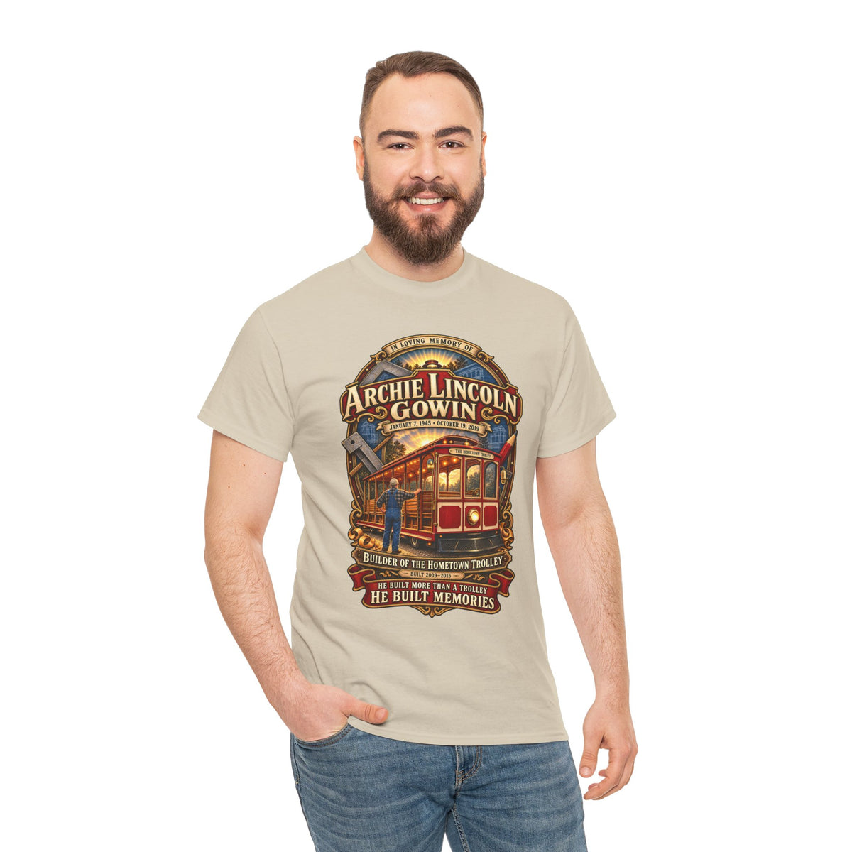 Vintage Trolley Memorial Tee - "Archie Lincoln Gowin" Legacy Shirt