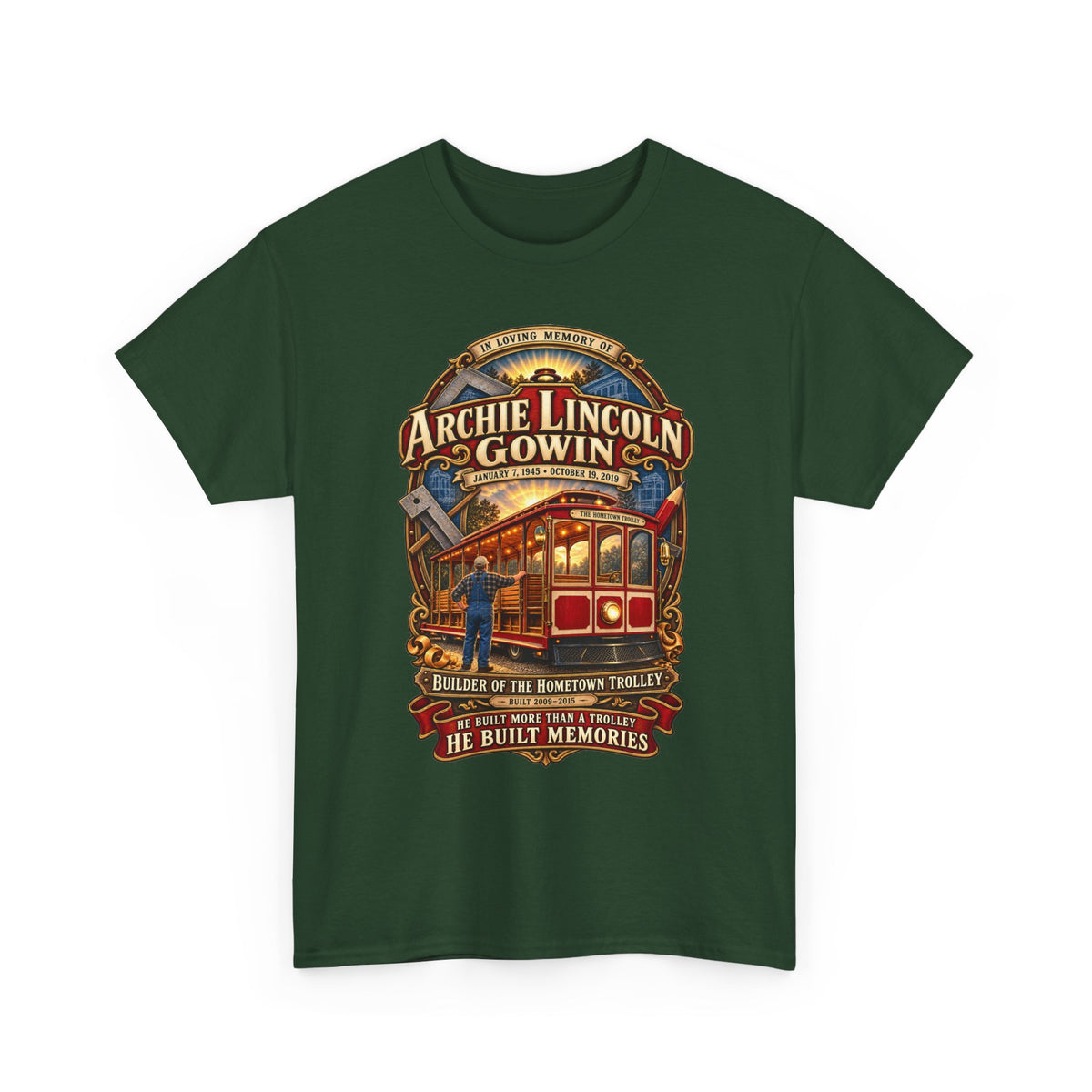Vintage Trolley Memorial Tee - "Archie Lincoln Gowin" Legacy Shirt
