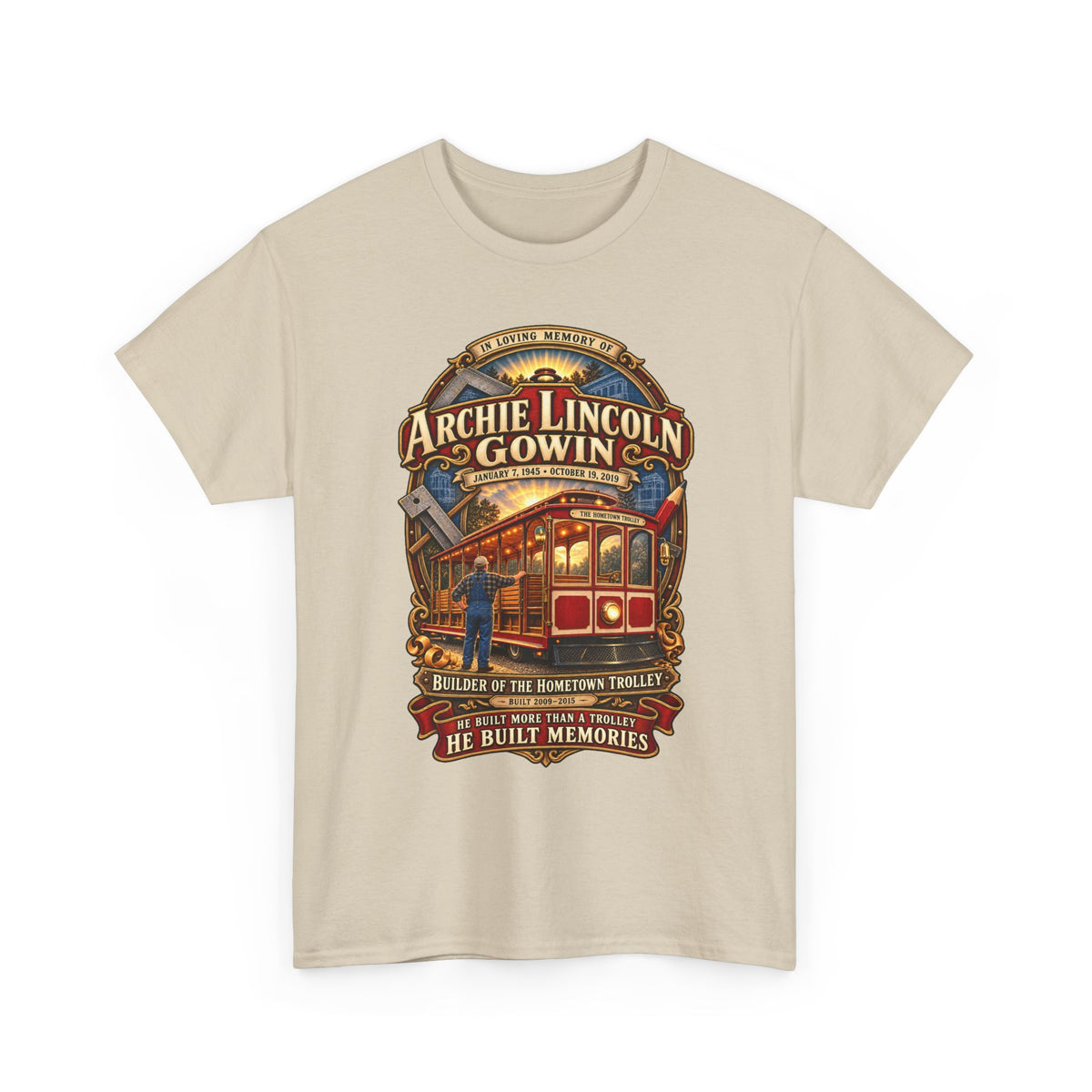 Vintage Trolley Memorial Tee - "Archie Lincoln Gowin" Legacy Shirt